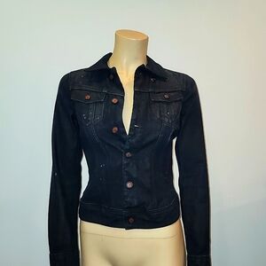 G Star women's Slim fit distressed dark denim jacket style 03301 size XS